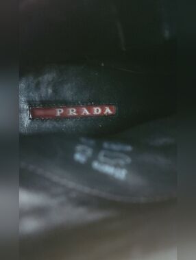 Prada Linea Rossa Black Leather Wedge Boots